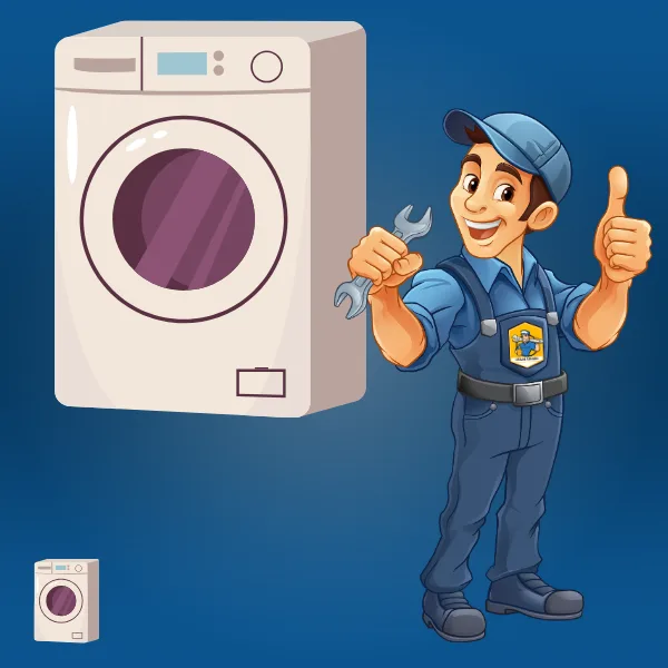 Technician fixing washing machine